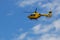 St Leonards, Hampshire, UK - May 30 2017: Helicopter with registration G-WPDB in yellow with \