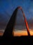 St Louis Arch Metal Gateway Landmark Sunset Glowing Orange Blue Sky