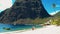 St Lucia Caribbean, couple men and women on vacation, Huge pitons drone view at Saint Lucia sugar beach St Lucia