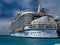 St Maarten - Jan 24 2024: The stern of the Royal Caribbean cruise ship Wonder of the Seas moored in Philipsburg, St Maarten