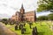 St Magnus Cathedral and surrounding gothic graveyard in Kirkwall, Orkney Islands, Scotland