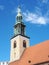 The St Marienkirche in the Alexanderplatz area of Berlin in Germany.It is close to the Fernsehturm the Communications Tower