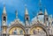 St Mark`s Basilica or San Marco close-up, Venice, Italy. It is top landmark in Venice. Beautiful Christian mosaic of basilica