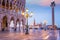 St. Mark`s square in Venice during sunrise