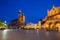 St. Mary Basilica and the Krakow Cloth Hall at night