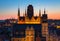 St. Mary Basilica over the old town in Gdansk at sunset, Poland