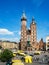 St Mary Church and people on Main Market Square in Krakow