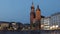 St. Mary`s Basilica in old Krakow, evening time lapse