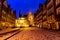 St Mary`s Church and Royal Chapel of Gdansk, night winter view, Christmas time, Poland