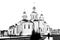 St. Michael`s Golden-Domed Monastery in Kiev, Ukraine pen sketch