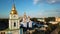 St. Michael`s Golden-Domed Monastery in Kiev Ukraine. View from above. aerial video footage from drone