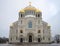 St. Nicholas naval Cathedral, gloomy January day. Kronshtadt, Russia