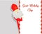 St. Nicolas day. Greeting card for the sinterclass. Holiday gifts in a red bag