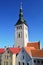 St. Olaf\'s or St. Olav\'s Church (Estonian: Oleviste kirik) and red roofs, Tallinn, Estonia