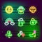 St Partricks Day icon set neon effect