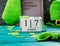 St Patrick Day date and greetings on letter board