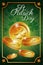 St patrick day gold coins shiny celebration traditional poster clover background