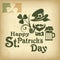 St. Patrick Day poster with leprechaun and inscription text. Vector illustration.