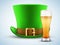 St Patrick hat with beer glass.