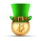 St Patrick hat with bitcoin gold coin