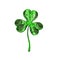St. Patrick`s Day 3d effect clover isolated on white background. Decorative greeting grungy or postcard. Simple banner