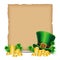 St.Patrick`s Day backdrop. Old paper and leprechaun hat