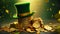 St. Patrick\\\'s Day background with coins and leprechaun hat, St. Patrick\\\'s Day