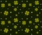 St. Patrick`s day background. Four leaf clover seamless texture. Symbol of luck, green shamrock backdrop