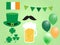 St. Patrick`s Day Background with Green Shamrocks on Wooden Texture