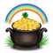 St.Patrick`s Day background with Pot Of Gold, Magical Treasure