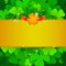 St. Patrick`s day banner with clovers and four leaf shamrock