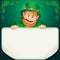 St. Patrick\'s Day Card. Leprechaun with Blank Sign