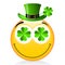 St. Patrick`s Day - emoji with shamrock eyes and hat
