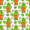 St Patrick`s Day festive seamless pattern with leprechaun gnome and shamrock