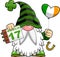 St. Patrick\\\'s Day Gnome Cartoon Character Holding A Calendar And Irish Heart Balloon