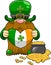 St. Patrick\\\'s Day Gnome Cartoon Character Holding A Irish Heart