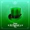 St. Patrick\'s Day greeting card with leprechaun hat on a green background.