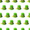 St. Patrick`s day hat with clover and golden coins isometric seamless pattern