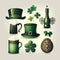 St. Patrick s Day Icons Collection beer, hat, clover, pot of gold. Generative AI