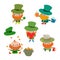 St. Patrick's Day illustration. Set of hand drawn colourful Leprechauns.