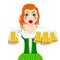 St. Patrick`s Day illustration - waitress holding beer