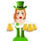 St. Patrick`s Day illustration - waitress holding beer