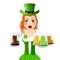 St. Patrick`s Day illustration - waitress holding beer