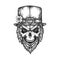 St. Patrick's Day Irish Leprechaun Skull in Top Hat with Shamrock. Hand Drawn Vector Illustration