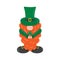 St. Patrick s Day leprechaun. Cute funny garden gnome whith clover. Shamrock for luck. Cartoon vector illustration for pub