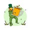 St.Patrick \\\'s Day. Leprechaun with a pot of gold coins. Traditional national character of Irish folklore.