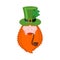 St. Patrick`s Day Leprechaun with red beard and pipe. Green hat.