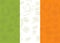 St Patrick`s day Poster on irish flag. Hand drawn doodle St. Patrick`s hat, horseshoe, four-leaf clover and gold coins