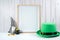 St Patrick's Day product mockup with farmhouse theme on white wood background.