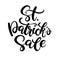 St. Patrick`s Day Sale lettering. Vector holiday ink black discount poster.